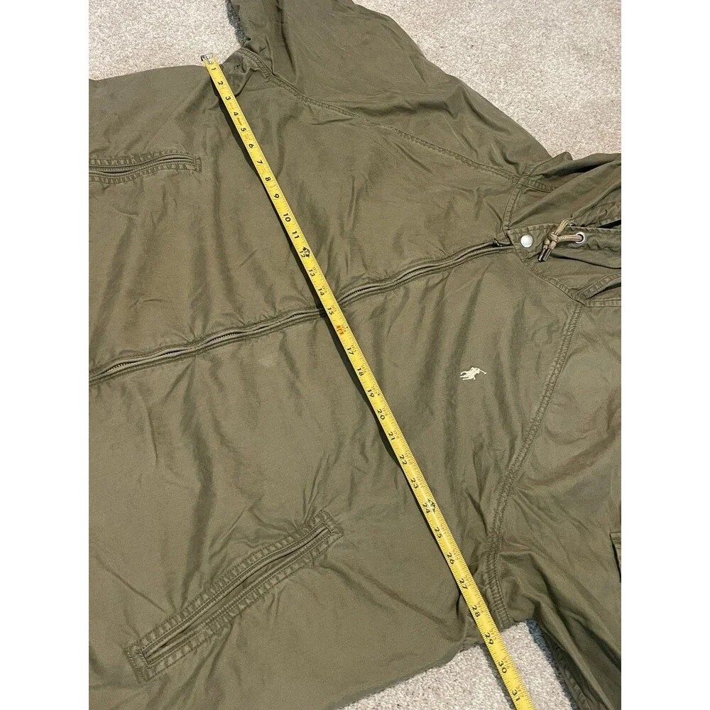 Polo Ralph Lauren Jacket Mens Big 3X Green Hooded Canvas Full Zip Outdoor